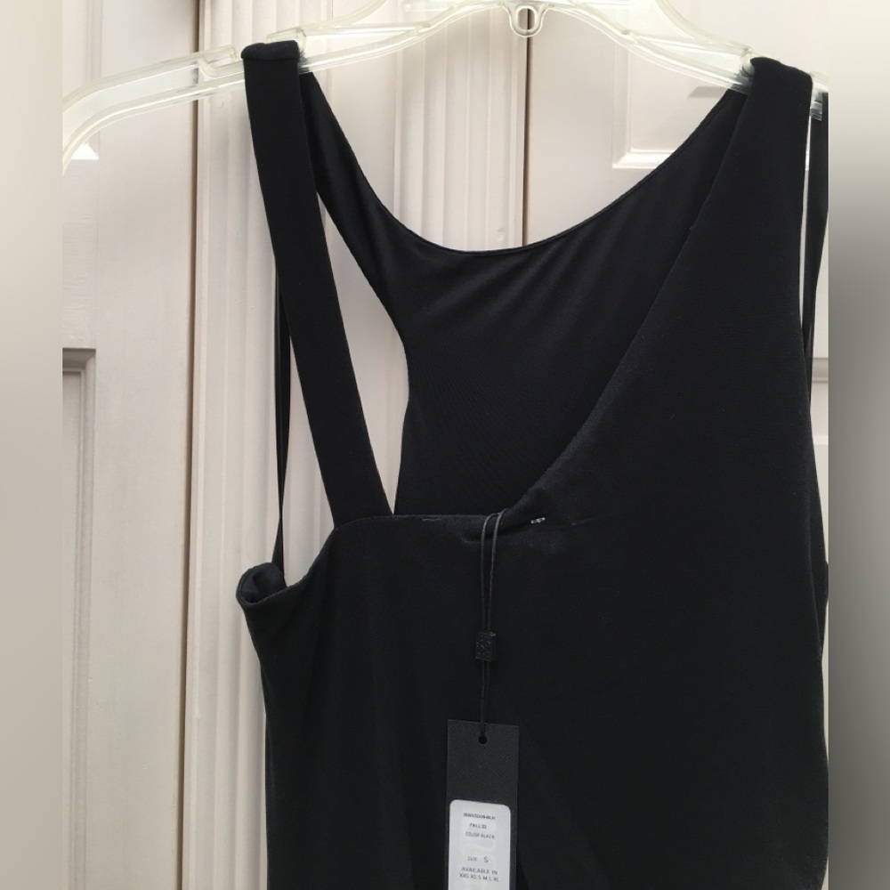 BCBG Black Ruched Asymmetric Column Long Maxi Dress - Picture 12 of 13